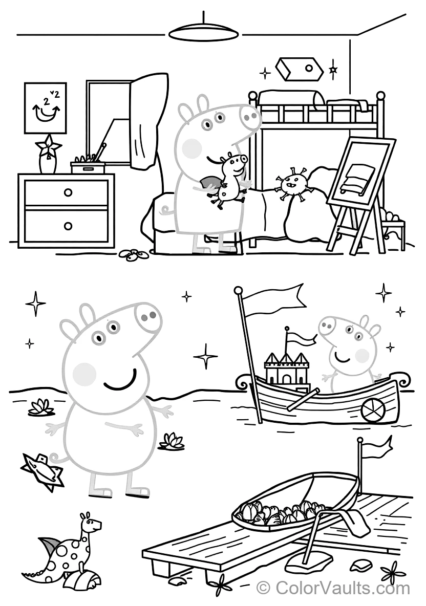 George Pig Happily Holding His Favorite Toy Dinosaur (Scene 8)