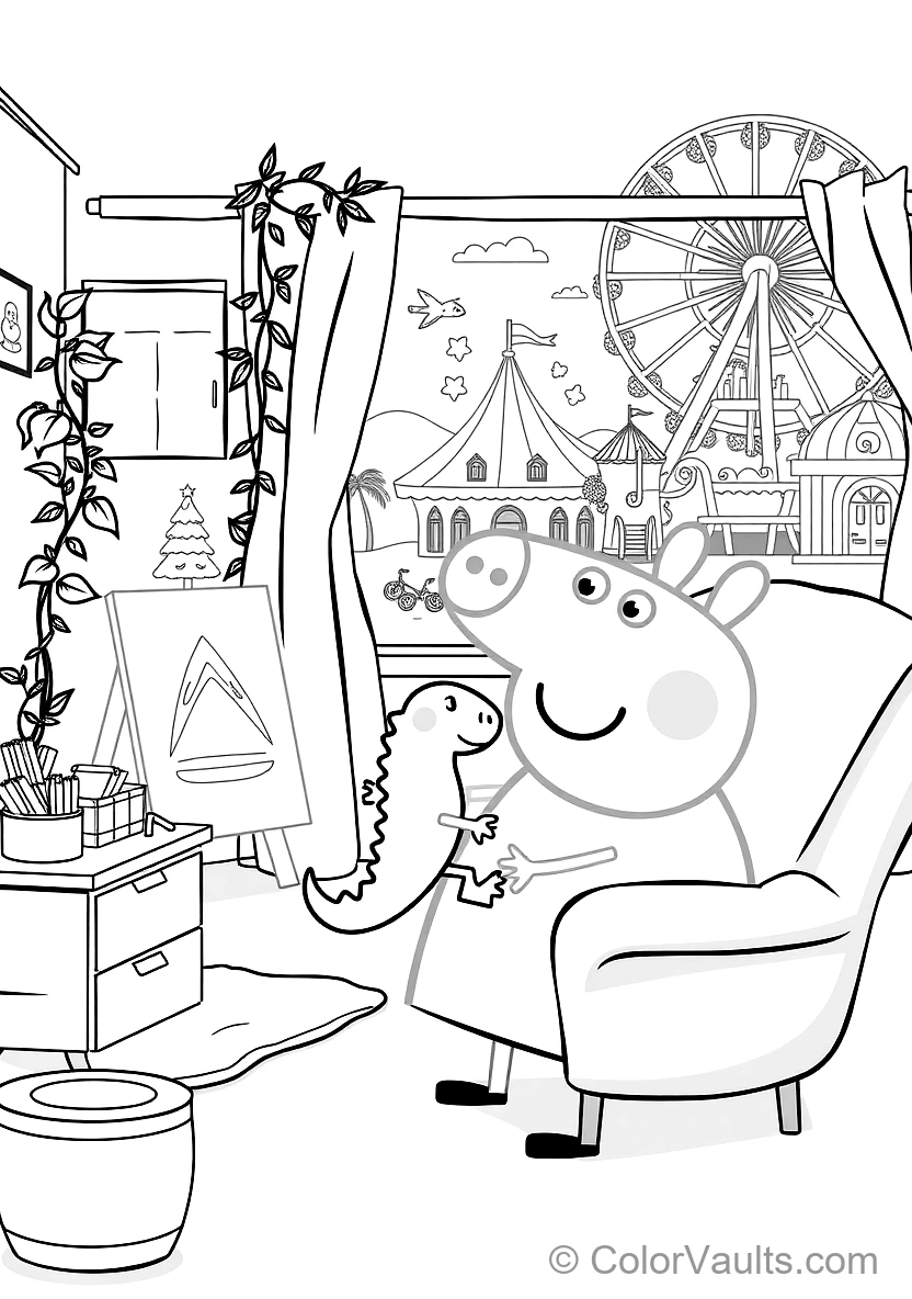 George Pig Happily Holding His Favorite Toy Dinosaur (Scene 10)