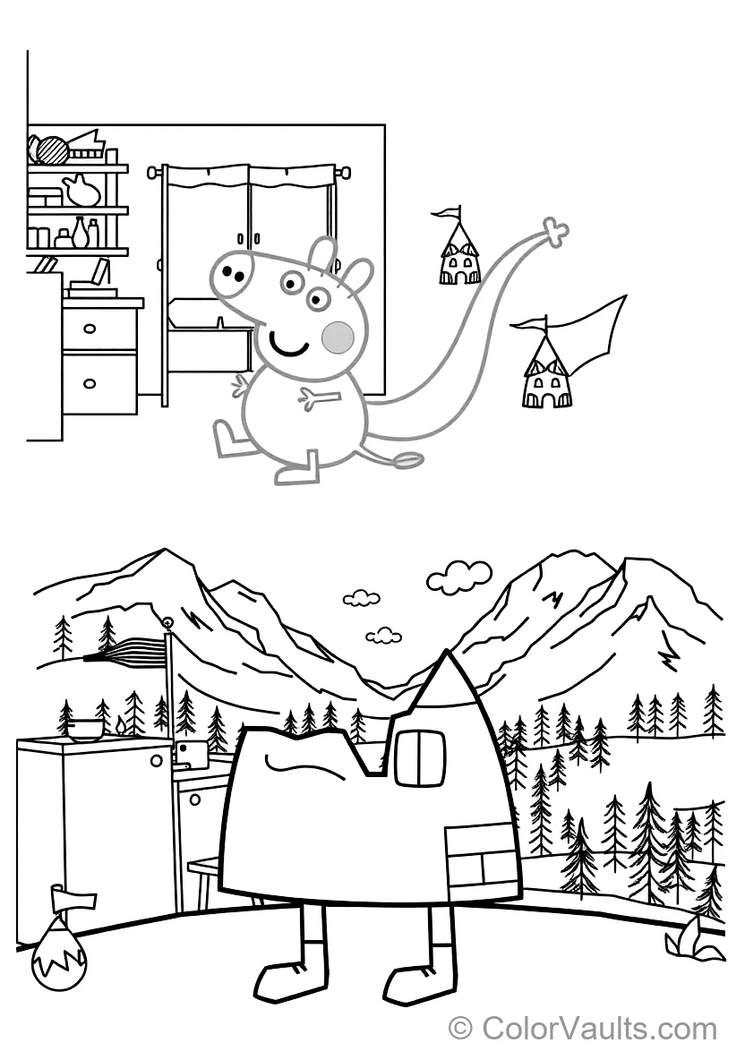 George Pig Happily Holding His Favorite Toy Dinosaur (Scene 12)