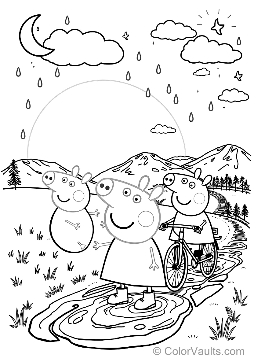 Peppa Pig und George Pig in Rain Boots Splashing (Scene 10)