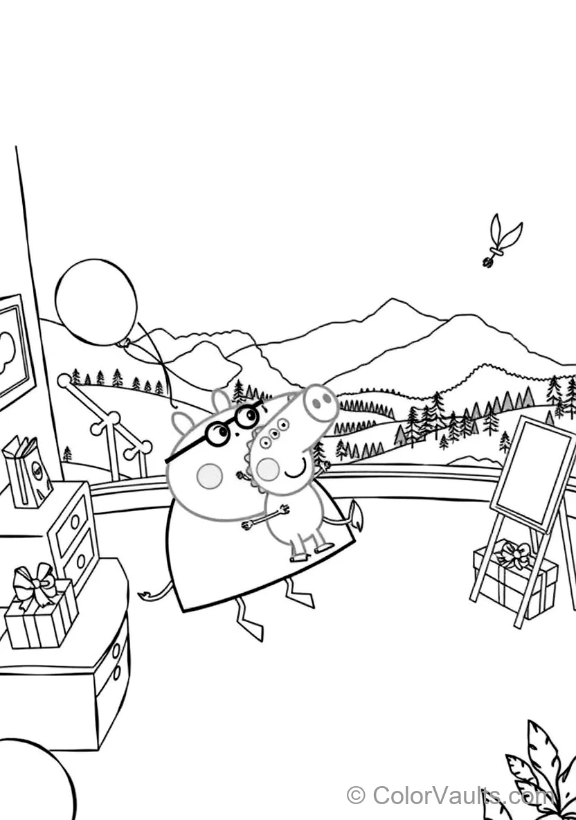 George Pig Happily Holding His Favorite Toy Dinosaur (Scene 13)