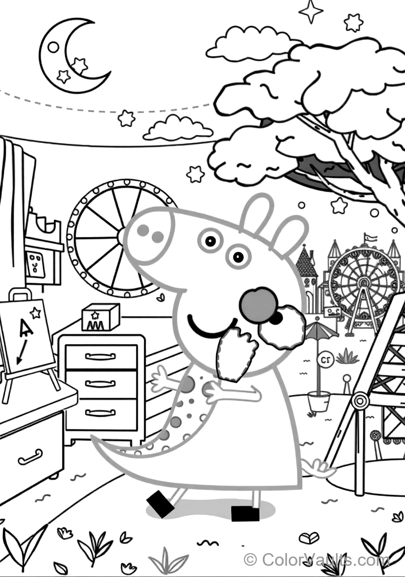 George Pig Happily Holding His Favorite Toy Dinosaur (Scene 15)