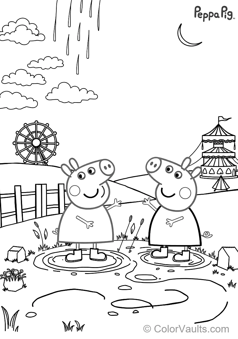 Peppa Pig and George Pig in Rain Boots Splashing (Scene 14)