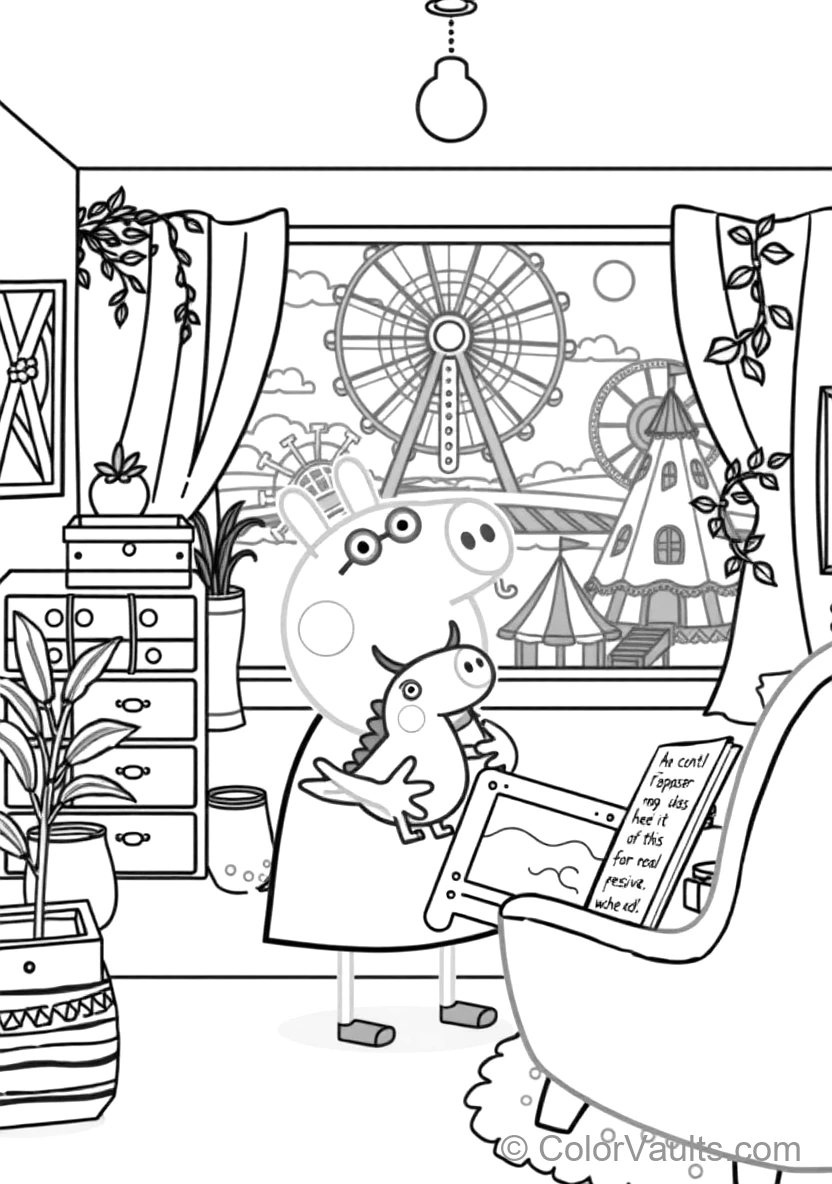 George Pig Happily Holding His Favorite Toy Dinosaur (Scene 17)