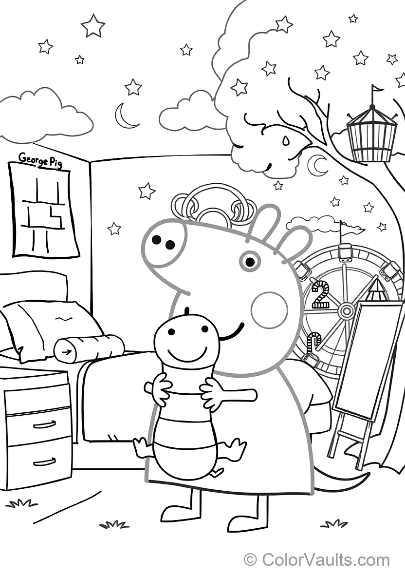 George Pig Happily Holding His Favorite Toy Dinosaur (Scene 19)