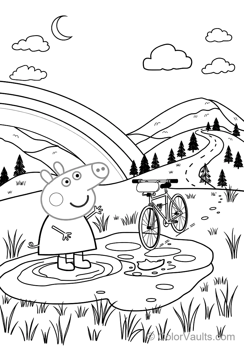 Peppa Pig et George Pig in Rain Boots Splashing (Scene 19)