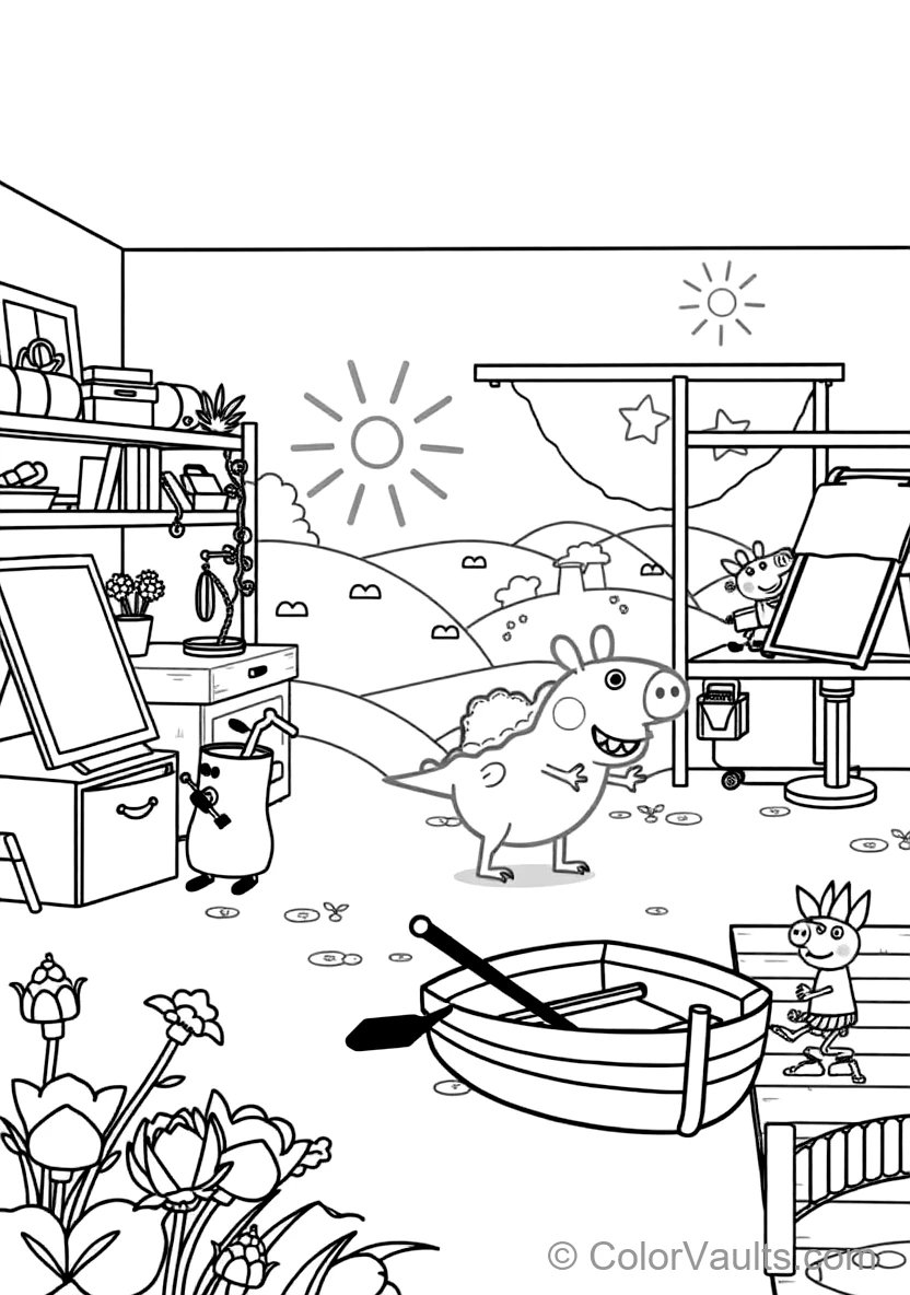 George Pig Happily Holding His Favorite Toy Dinosaur (Scene 20)