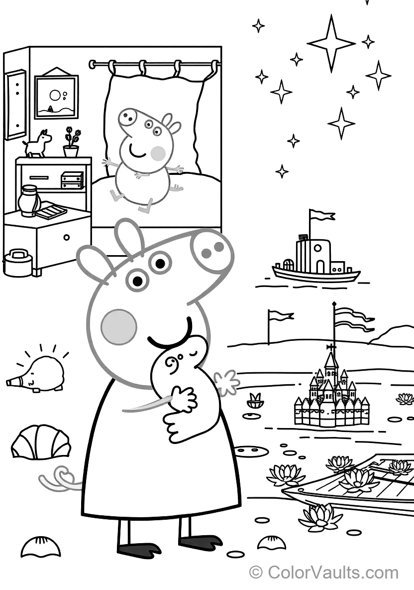 George Pig Happily Holding His Favorite Toy Dinosaur (Scene 22)