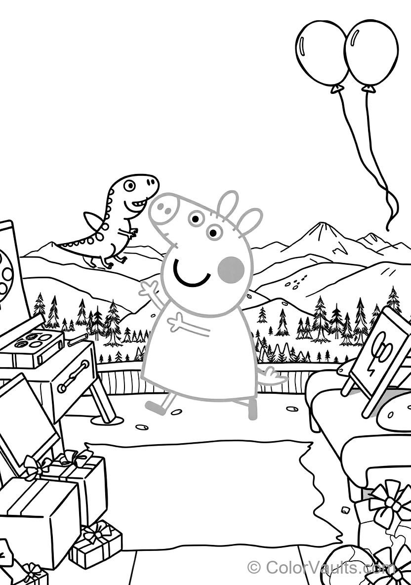 George Pig Happily Holding His Favorite Toy Dinosaur (Scene 25)