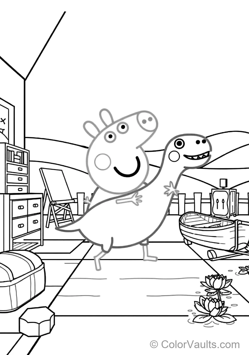 George Pig Happily Holding His Favorite Toy Dinosaur (Scene 27)