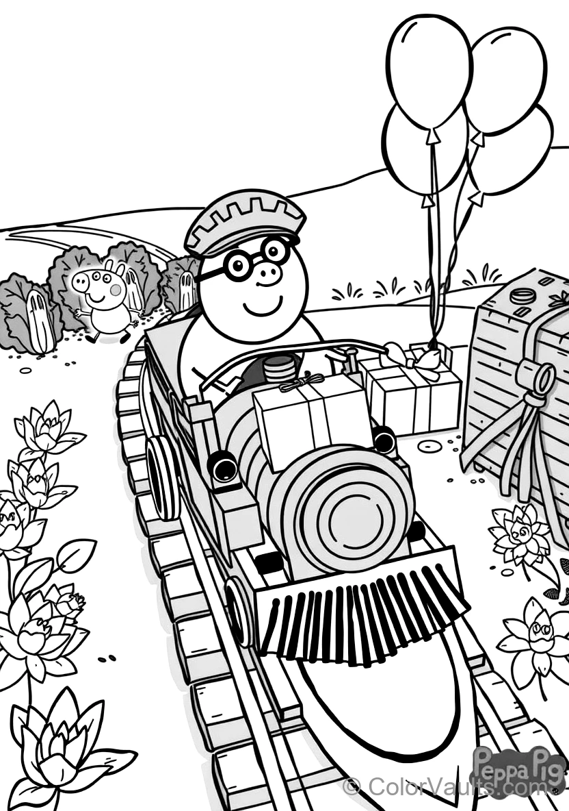 Grandpa Pig Driving His Small Wooden Train Gertrude (Scene 31)