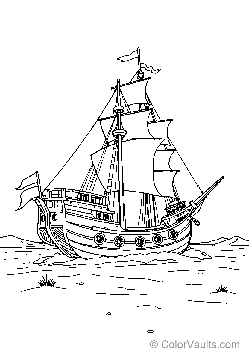 A Sailing Ship on the Sea