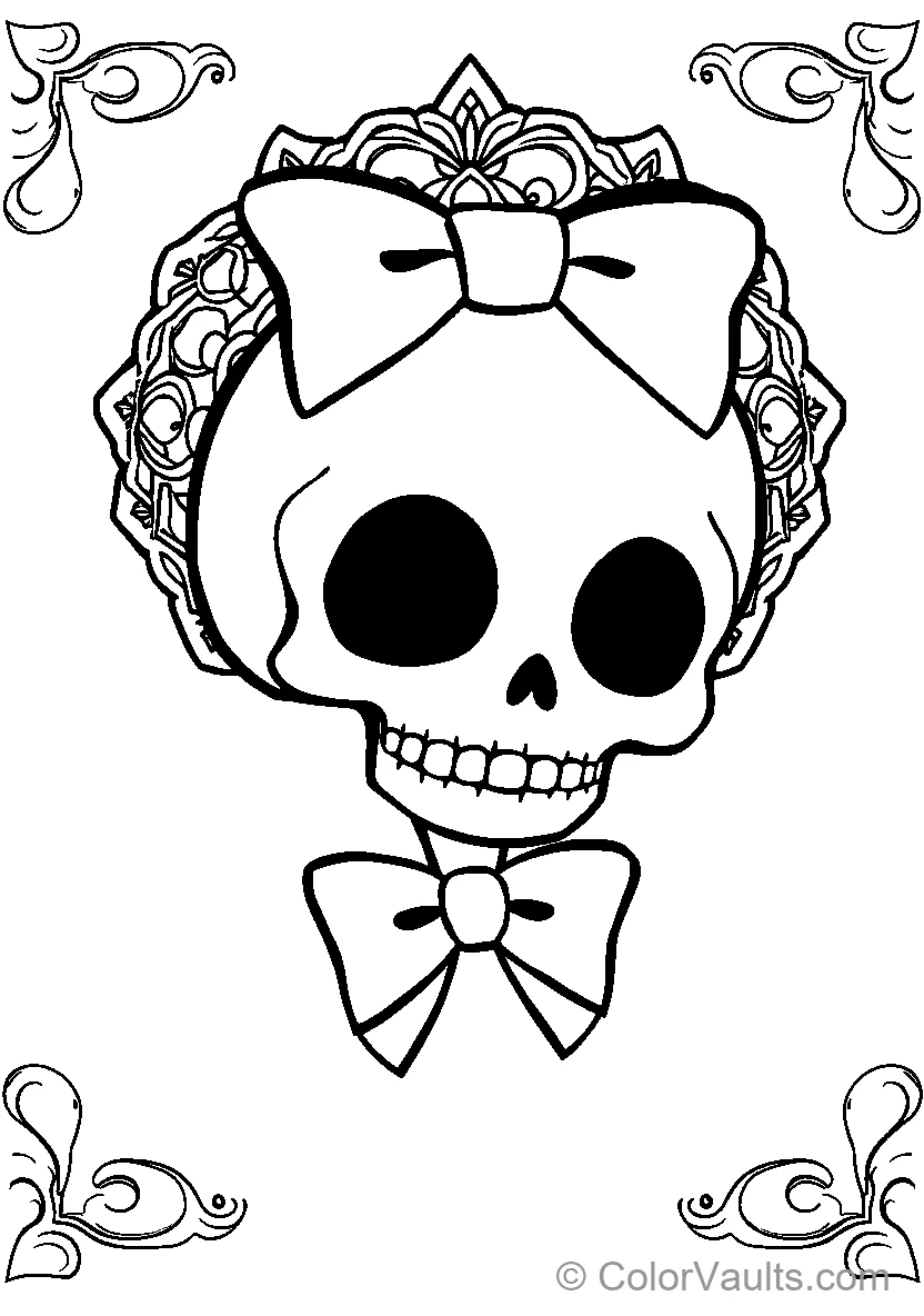 Skull in Victorian-style headgear