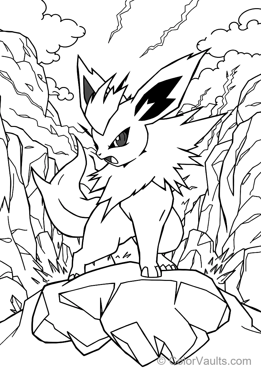 Jolteon with Spiky Electric Fur Releasing Crackling