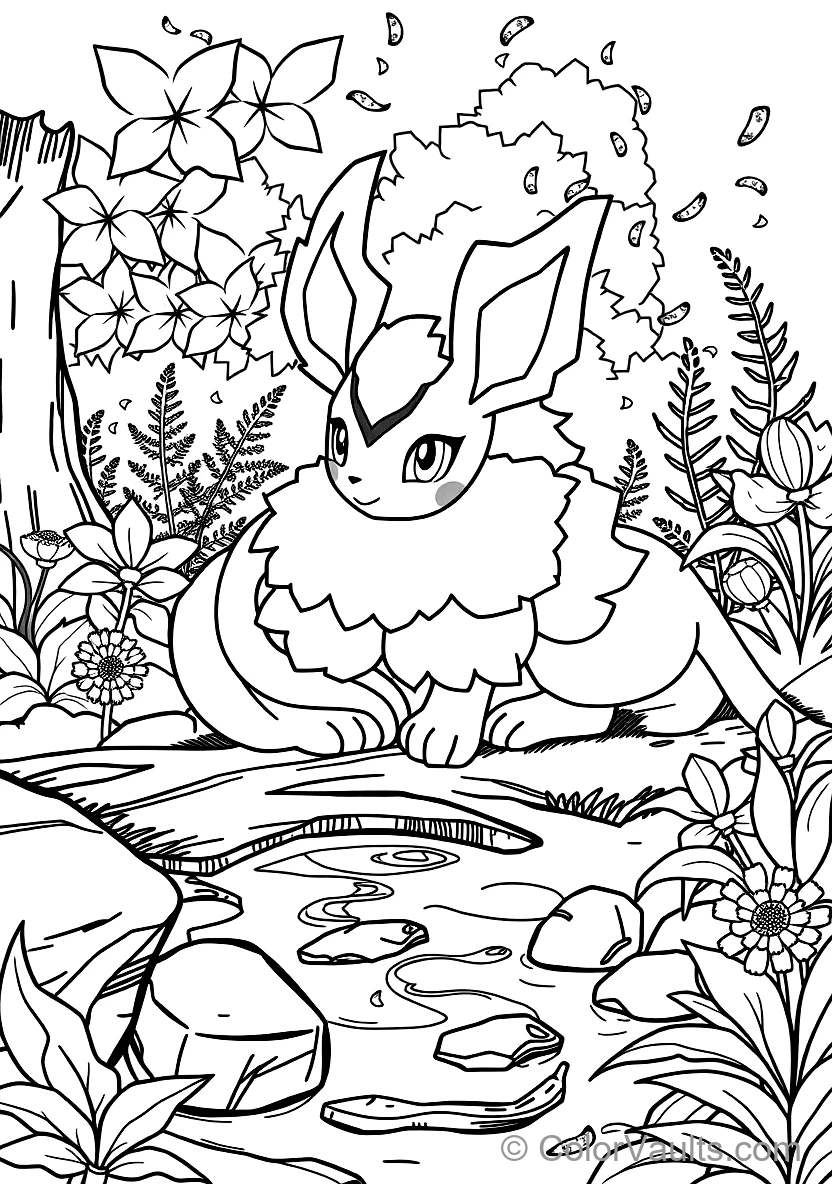 Leafeon Resting in Sunny Forest Glade