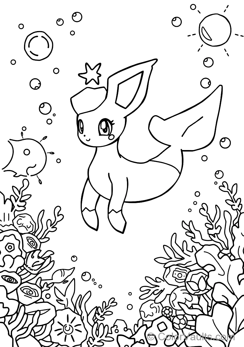 Vaporeon with Finned Mermaid Tail Swimming Gracefully (Scene 4)