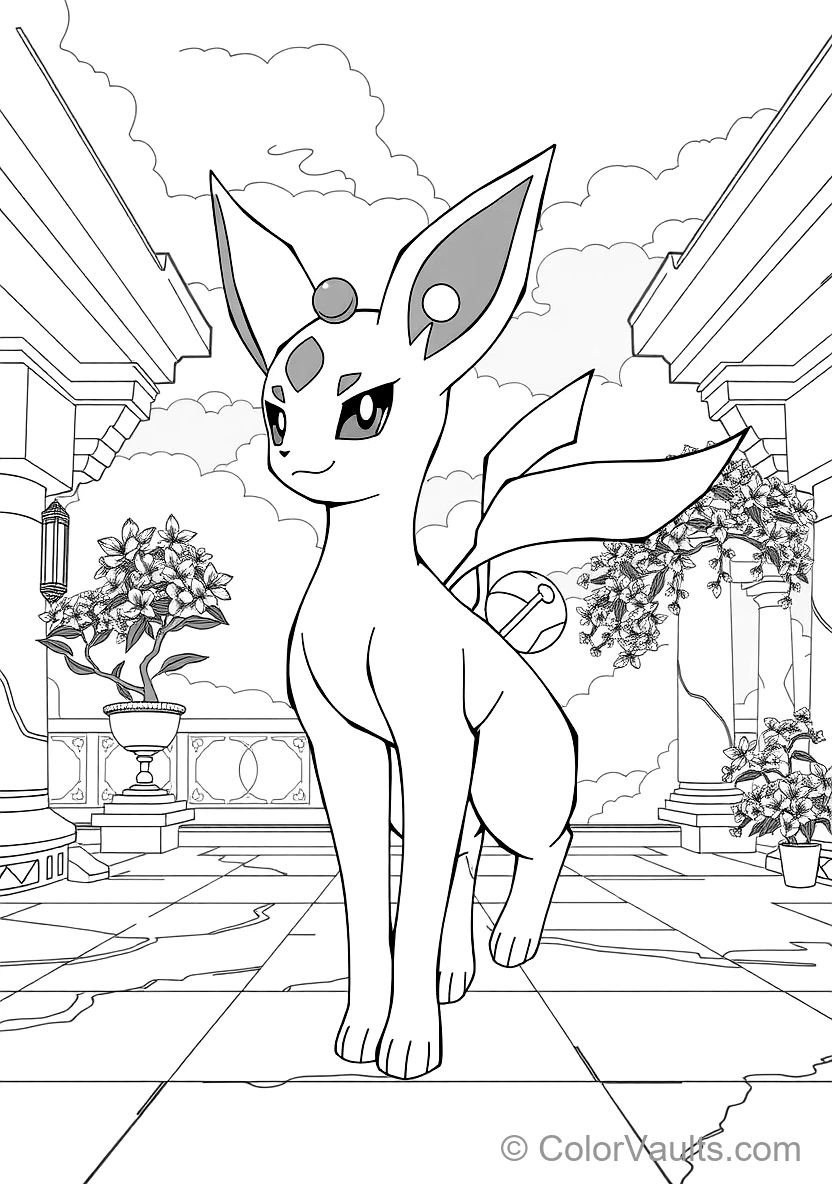 Espeon with Red Forehead Gem Levitating a Glowing Orb (Scene 2)