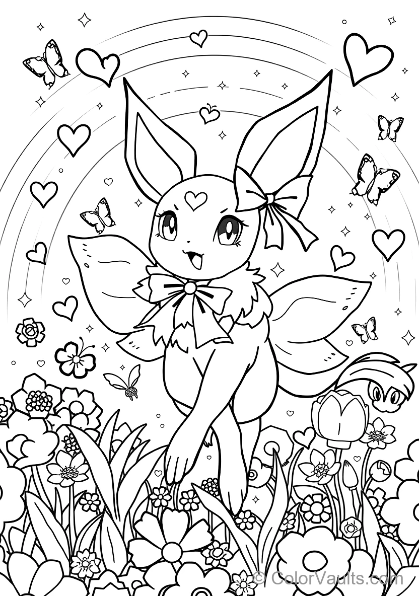 Sylveon with Flowing Feeler Ribbons and Bows Dancing (Scene 2)