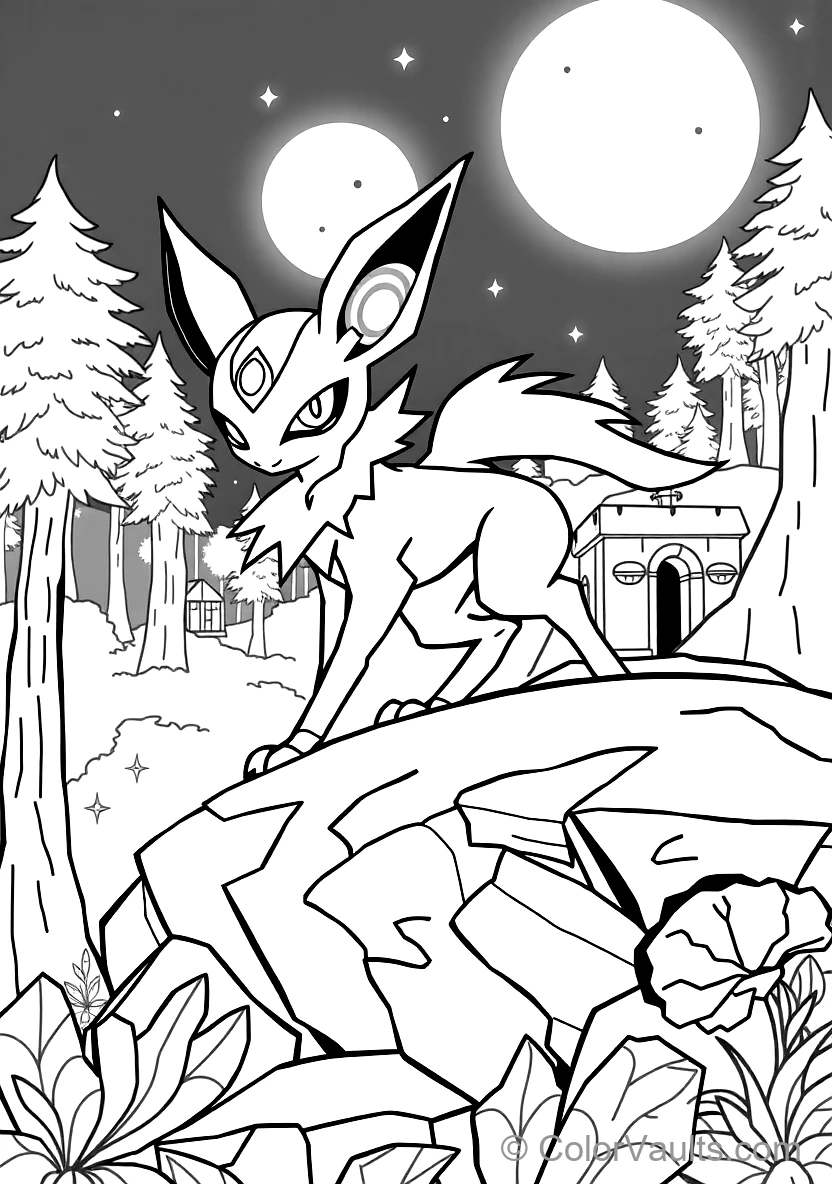 Umbreon with Glowing Ring Markings Prowling Gracefully (Scene 3)