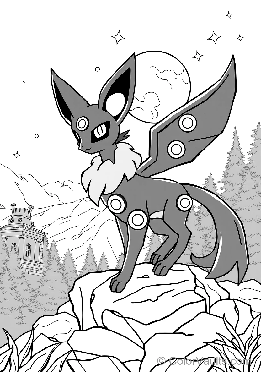Umbreon with Glowing Ring Markings Prowling Gracefully (Scene 5)