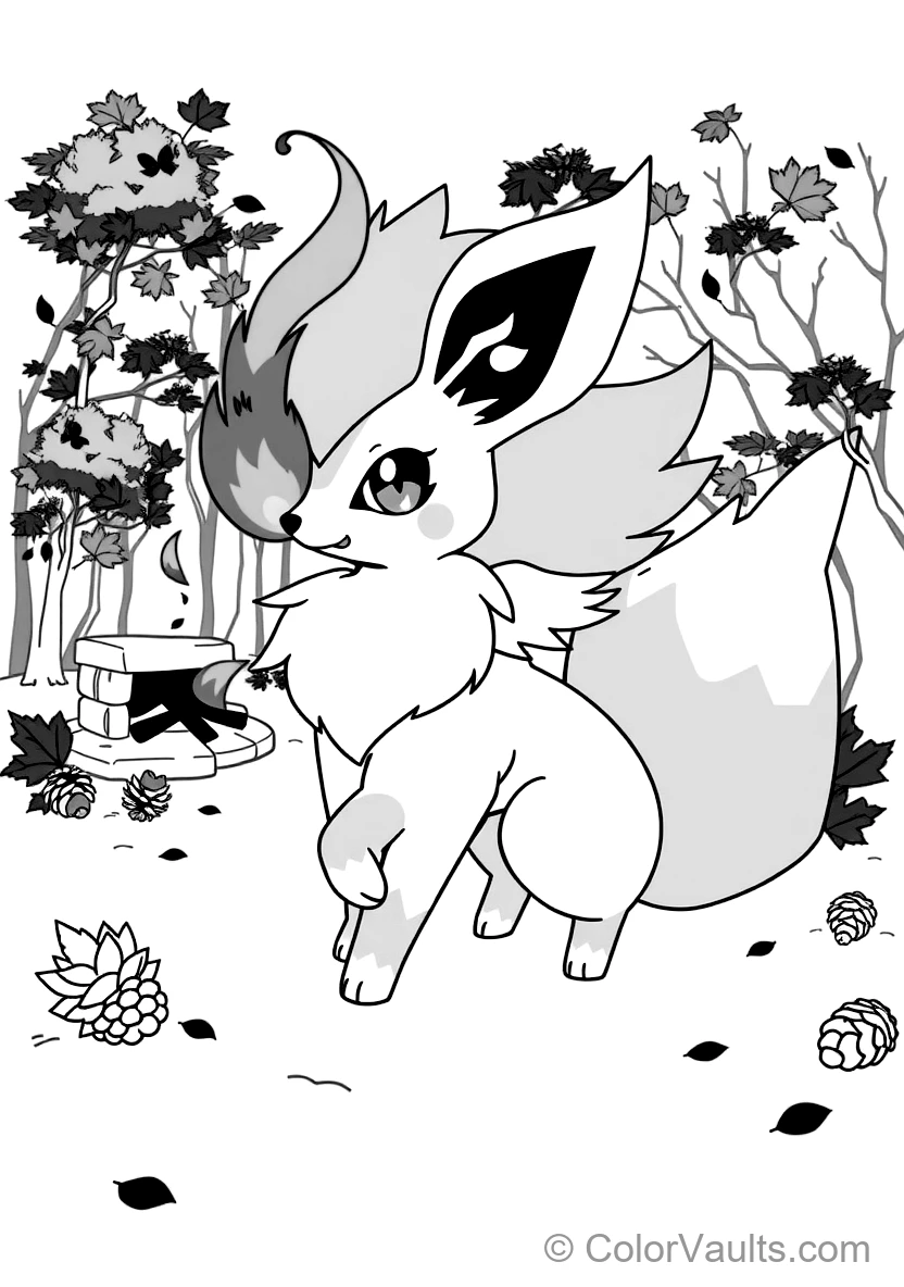 Flareon with Fluffy Fiery Mane Breathing a Warm Flame (Scene 3)