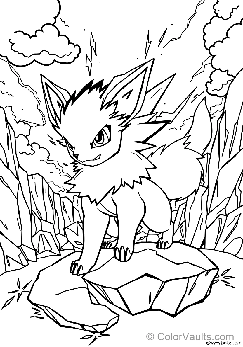 Jolteon with Spiky Electric Fur Releasing Crackling (Scene 6)