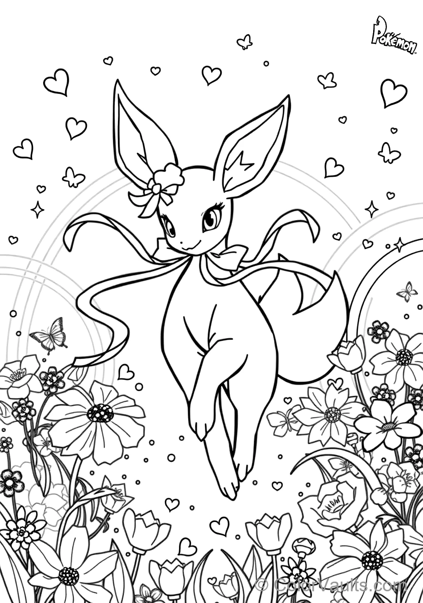 Sylveon with Flowing Feeler Ribbons and Bows Dancing (Scene 5)