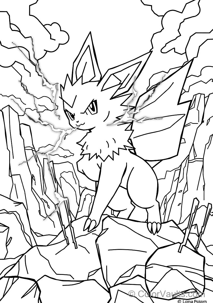 Jolteon with Spiky Electric Fur Releasing Crackling (Scene 7)