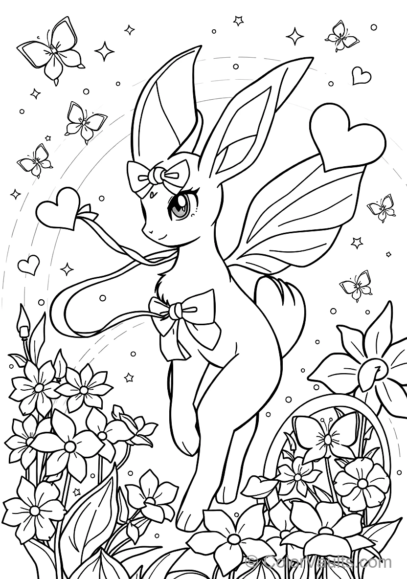 Sylveon with Flowing Feeler Ribbons and Bows Dancing (Scene 6)