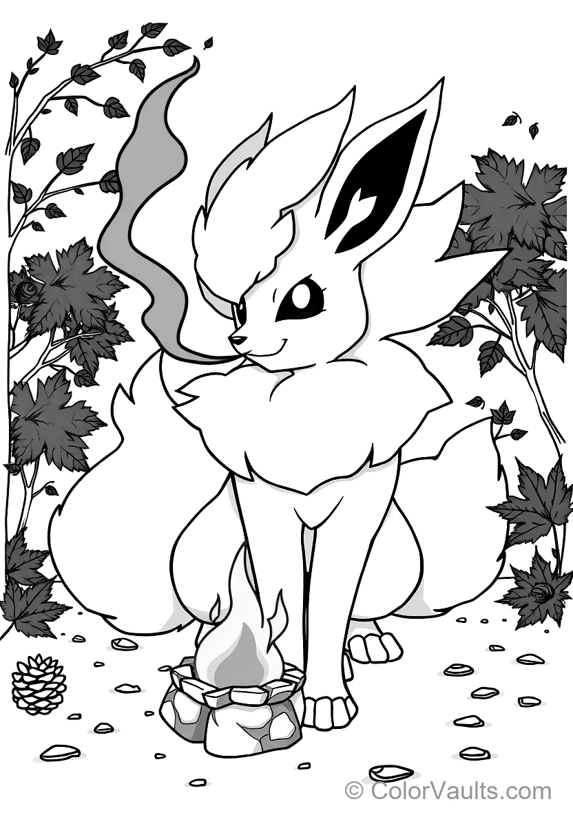 Flareon with Fluffy Fiery Mane Breathing a Warm Flame (Scene 6)