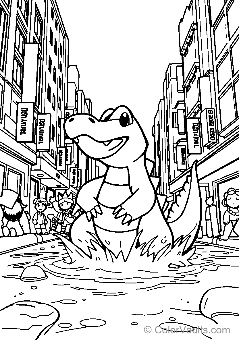Totodile in the City Streets