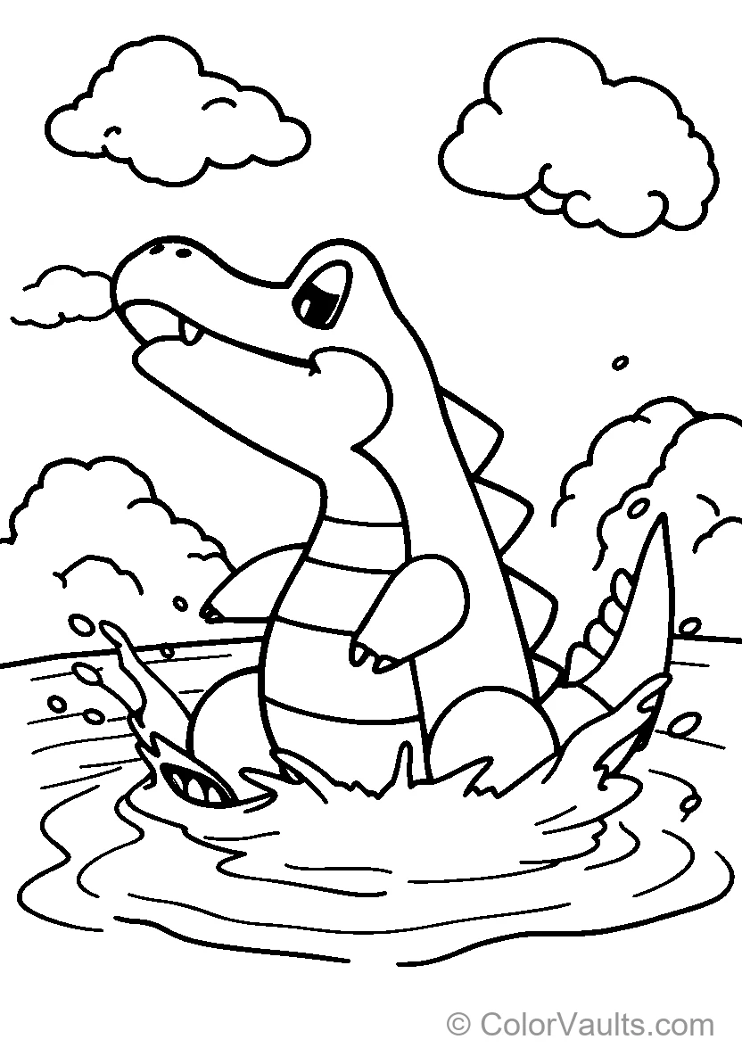 Totodile Splashing Waves
