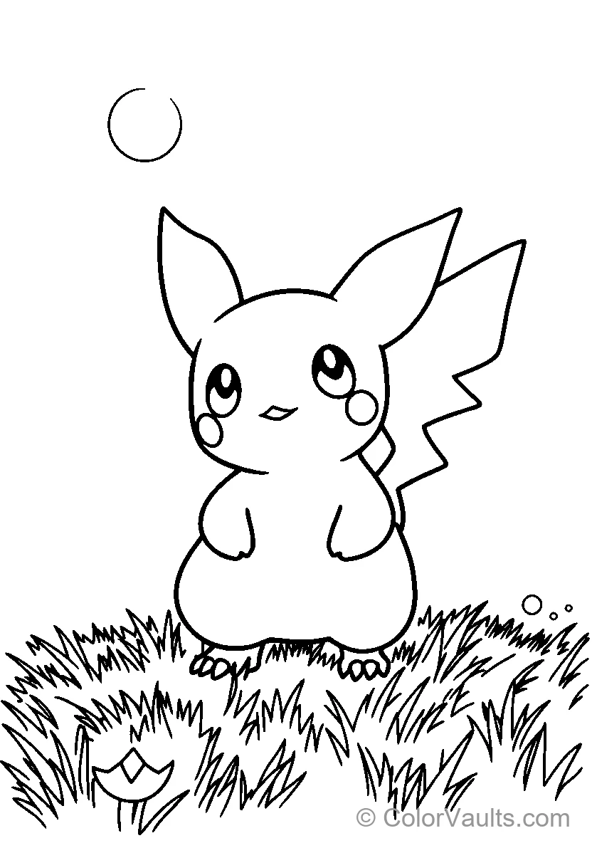Pikachu Sits On Grass
