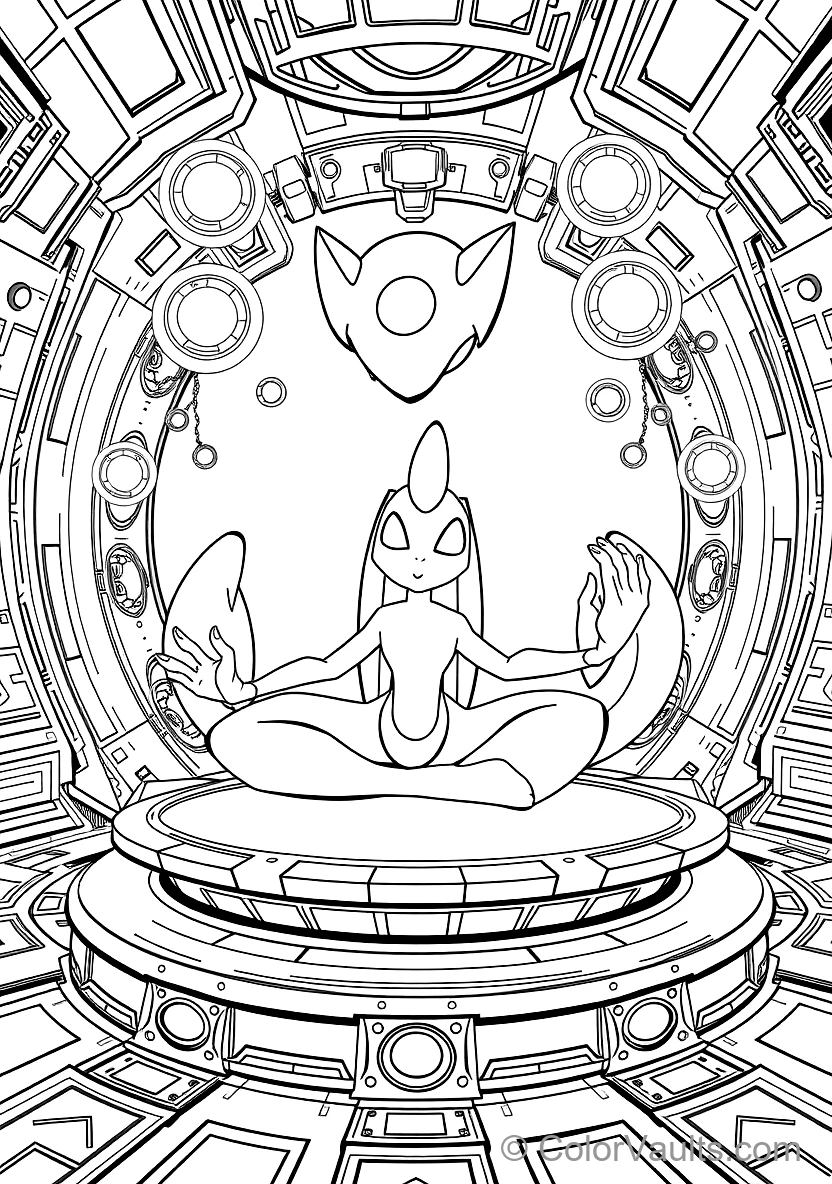 Mewtwo Levitating Gracefully in Deep Meditation