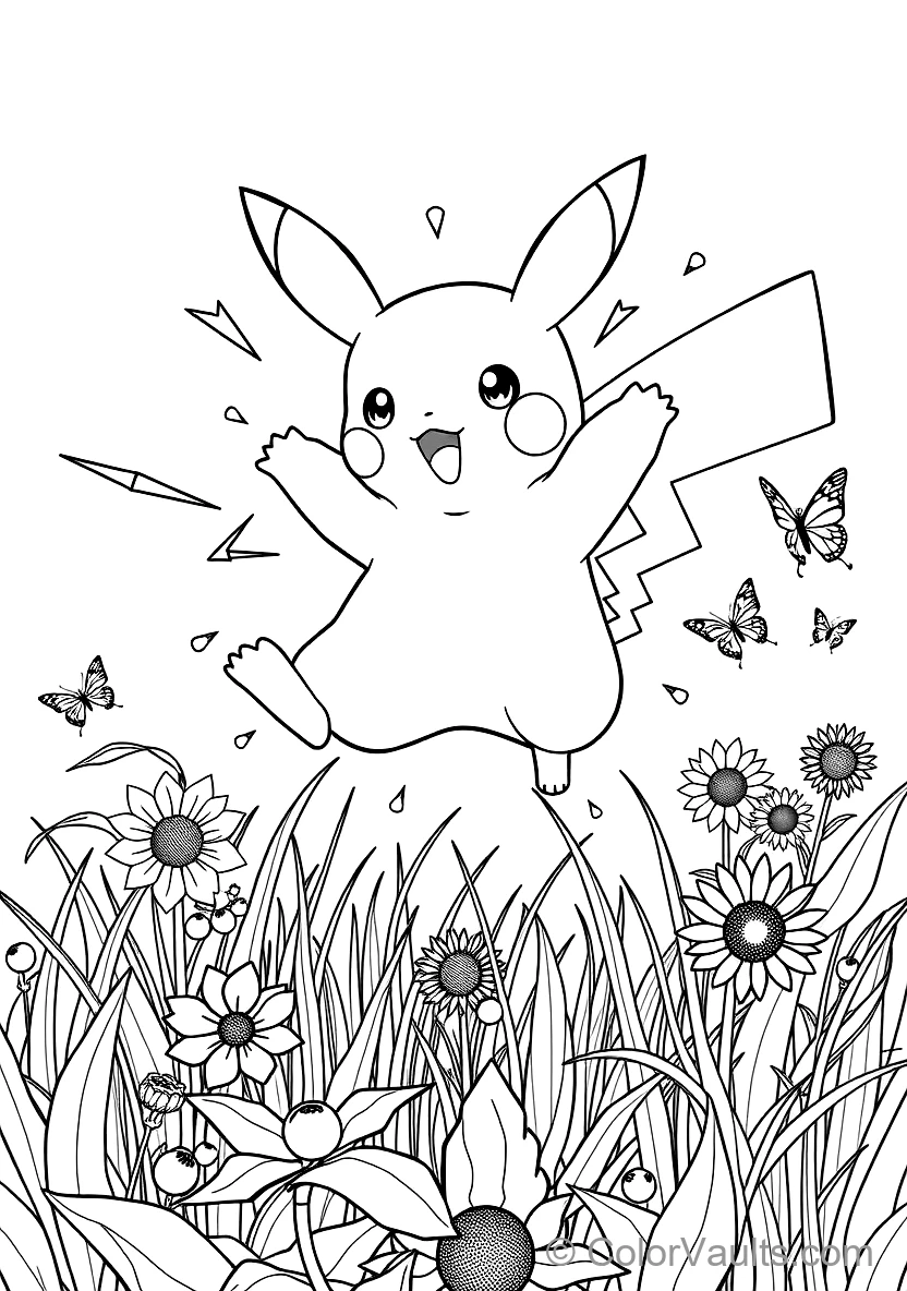 Pikachu Leaping in Mid-air Releasing Bright Sparks (Scene 2)