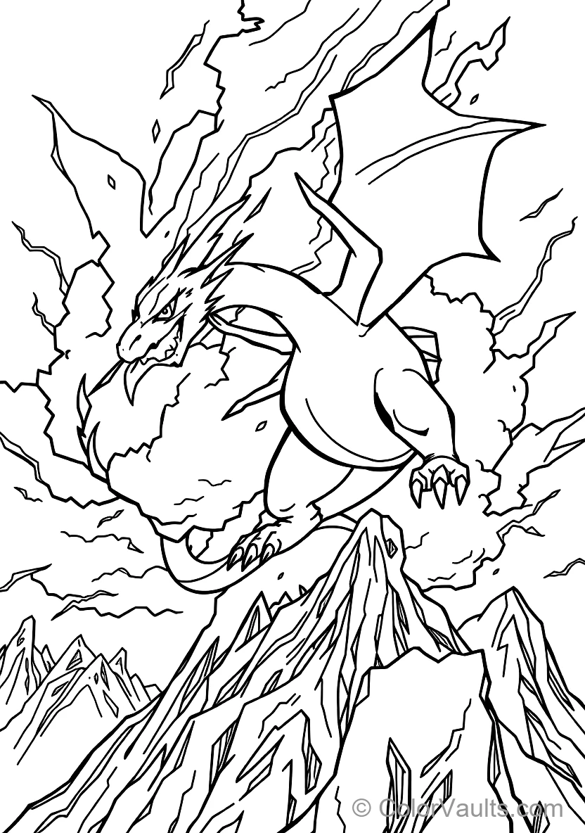 Charizard Flying Through Storm Clouds Breathing Fire (Scene 2)