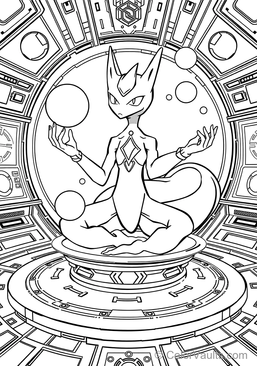 Mewtwo Levitating Gracefully in Deep Meditation (Scene 3)