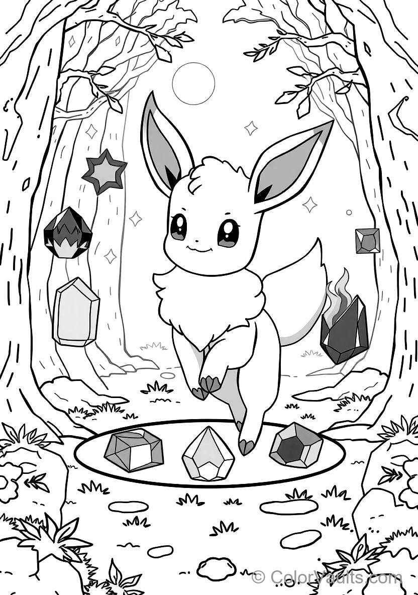 Eevee Prancing Joyfully in a Circle of with All Eight Eeveelutions (Scene 2)