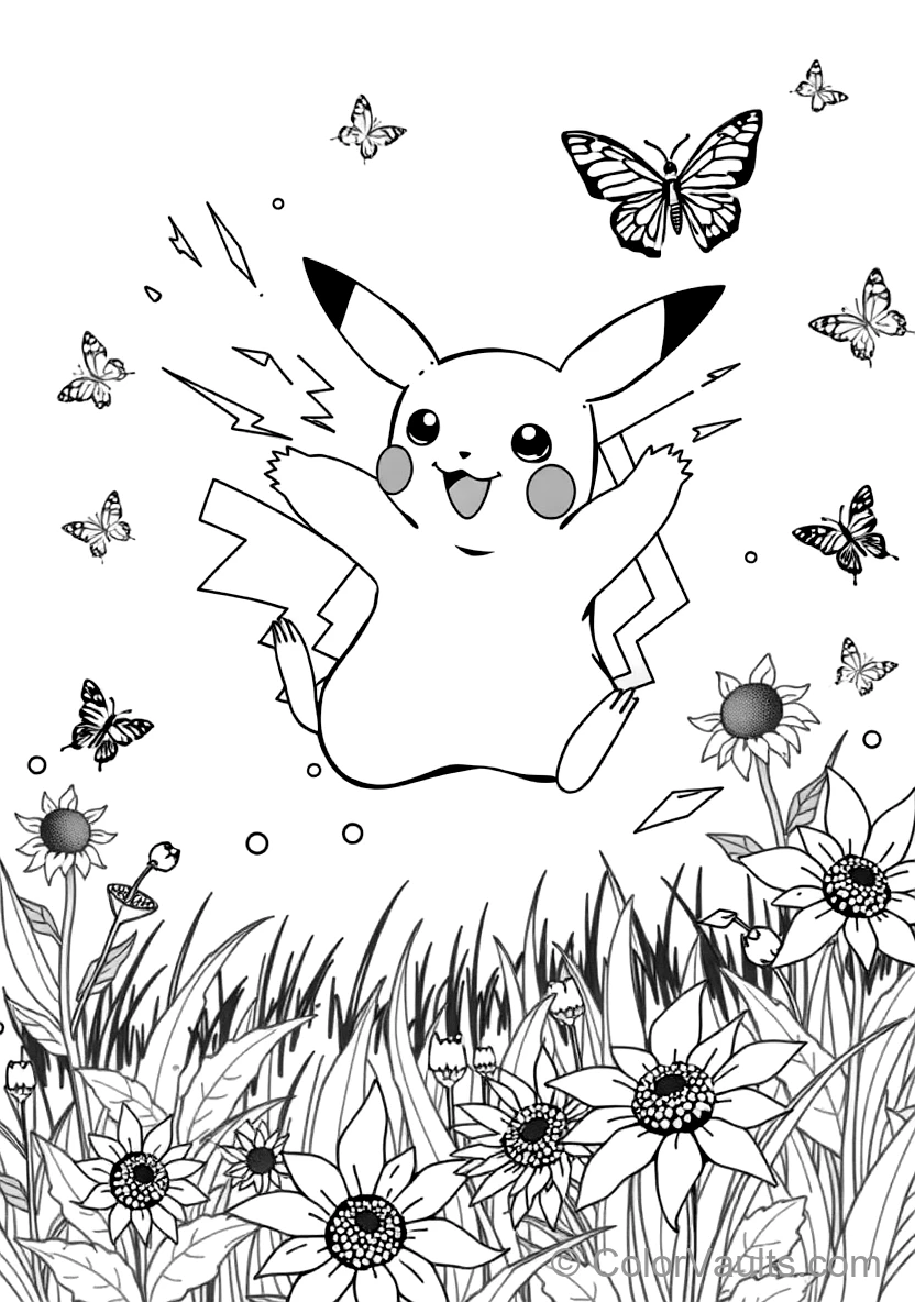 Pikachu Leaping in Mid-air Releasing Bright Sparks (Scene 3)