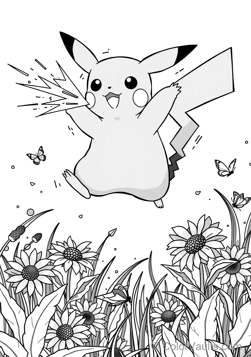 Pikachu Leaping in Mid-air Releasing Bright Sparks (Scene 4)
