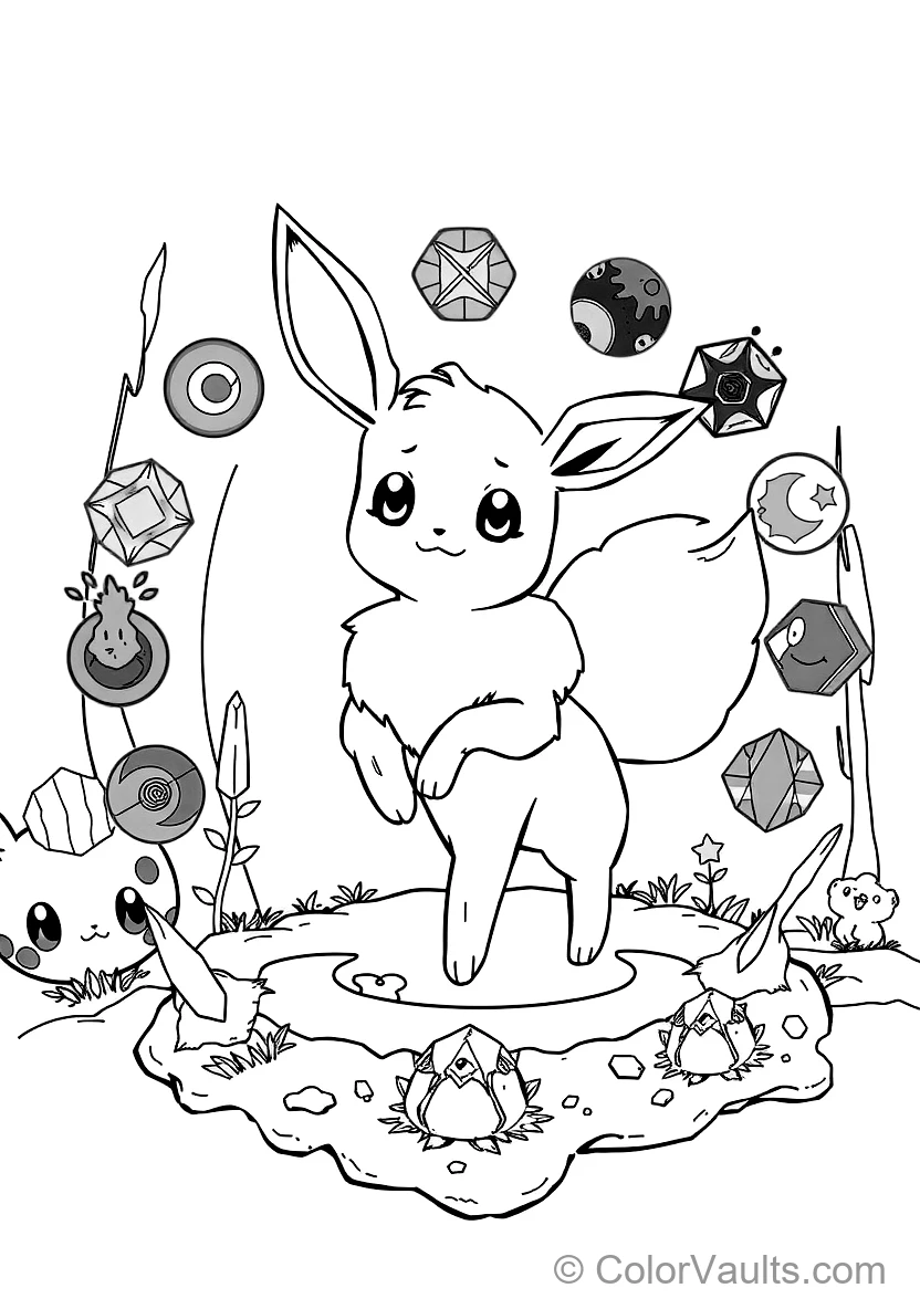 Eevee Prancing Joyfully in a Circle of with All Eight Eeveelutions (Scene 4)