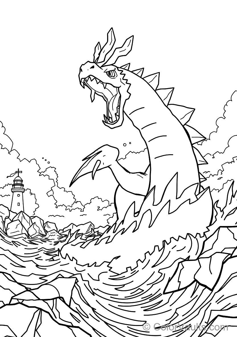 Gyarados Emerging Fiercely from a Colossal Whirlpool (Scene 2)