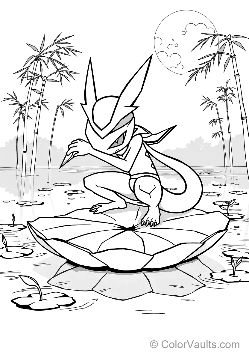 Greninja Crouching on a Giant Floating Lily Pad (Scene 4)