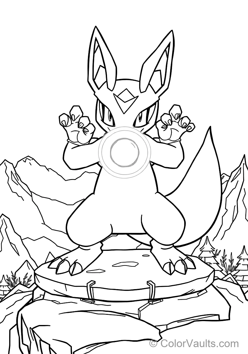 Lucario Charging a Focused Blue Aura Aura Sphere Attack (Scene 2)