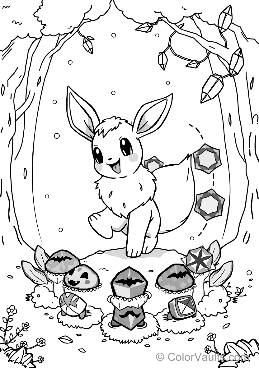 Eevee Prancing Joyfully in a Circle of with All Eight Eeveelutions (Scene 5)