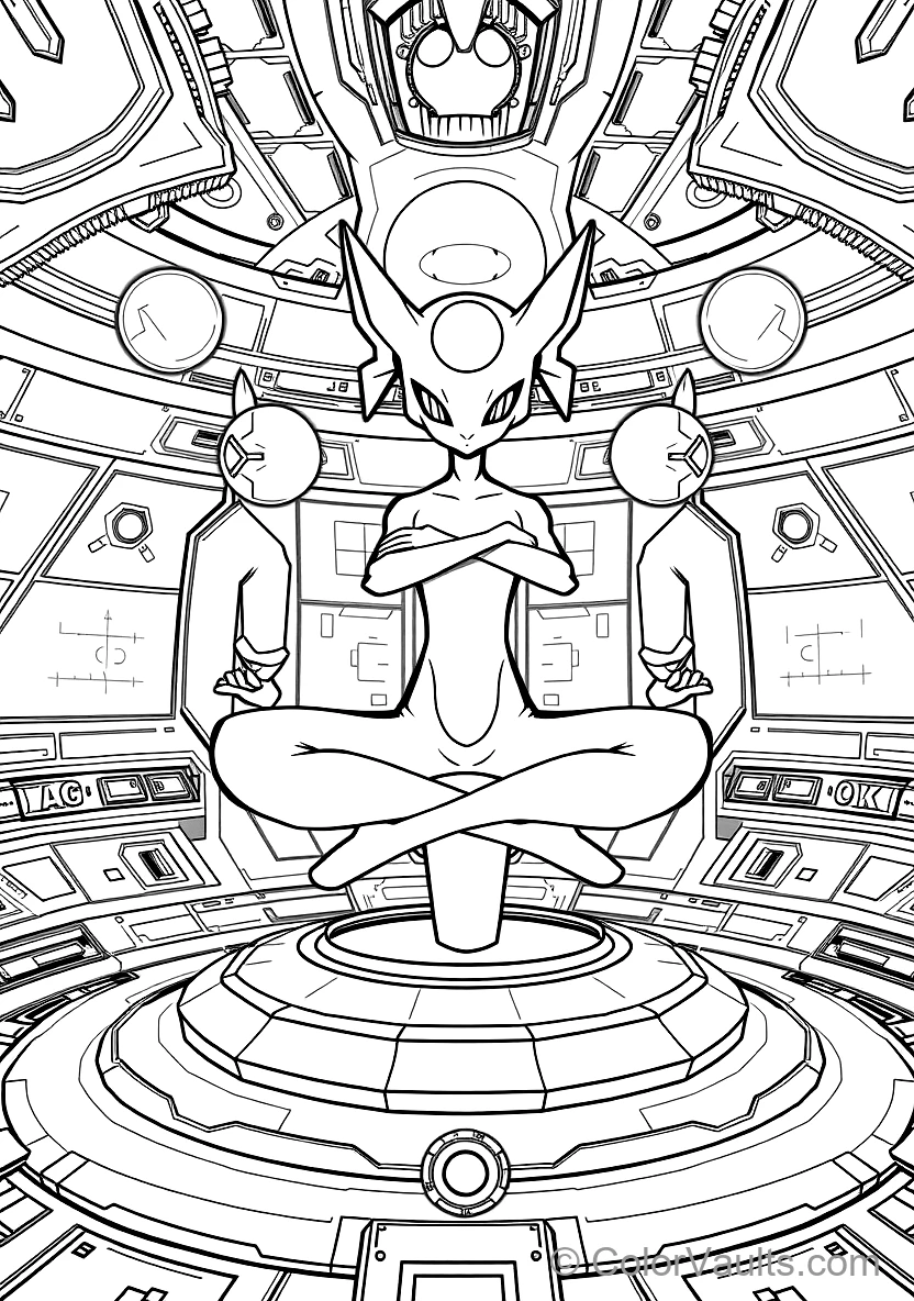 Mewtwo Levitating Gracefully in Deep Meditation (Scene 5)