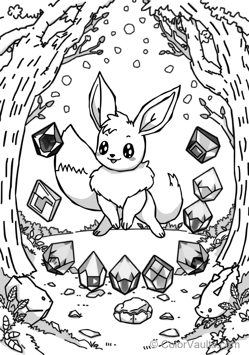 Eevee Prancing Joyfully in a Circle of with All Eight Eeveelutions (Scene 6)