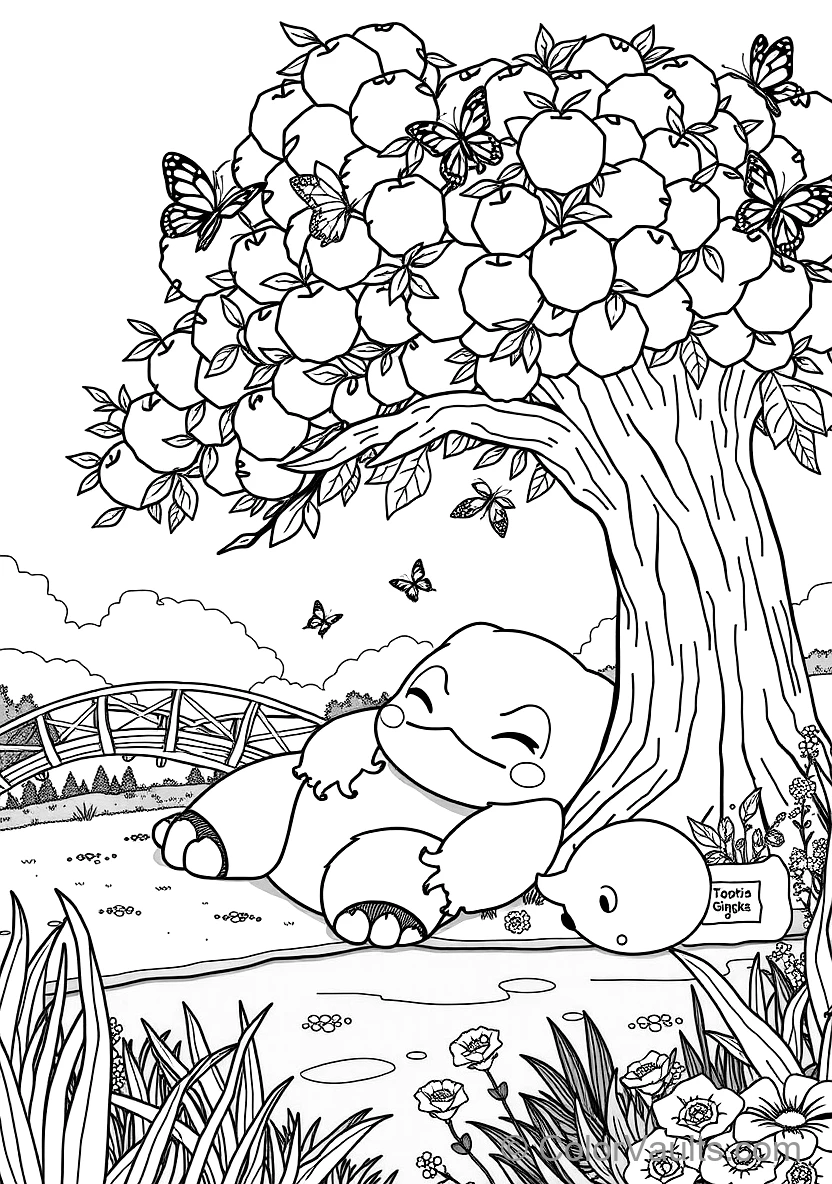 Snorlax Sleeping Peacefully Under a Giant under a Shady Apple Tree (Scene 4)