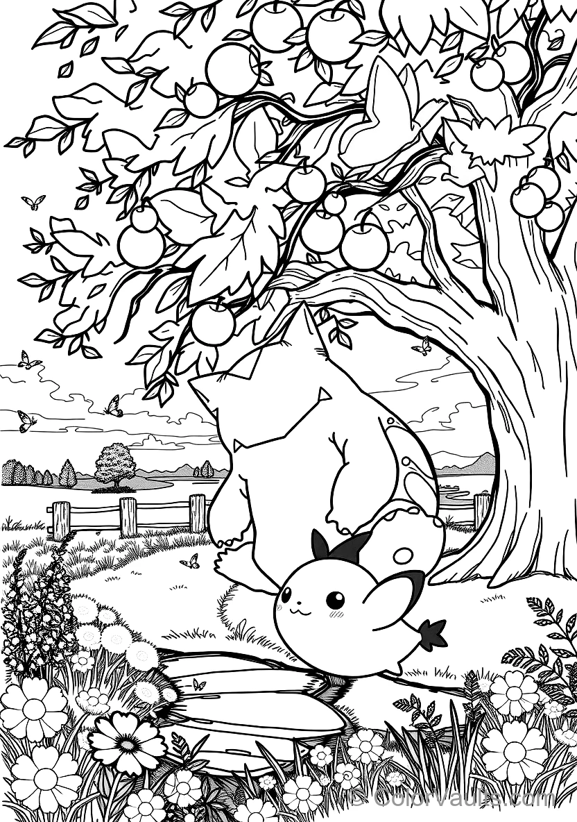 Snorlax Sleeping Peacefully Under a Giant under a Shady Apple Tree (Scene 5)