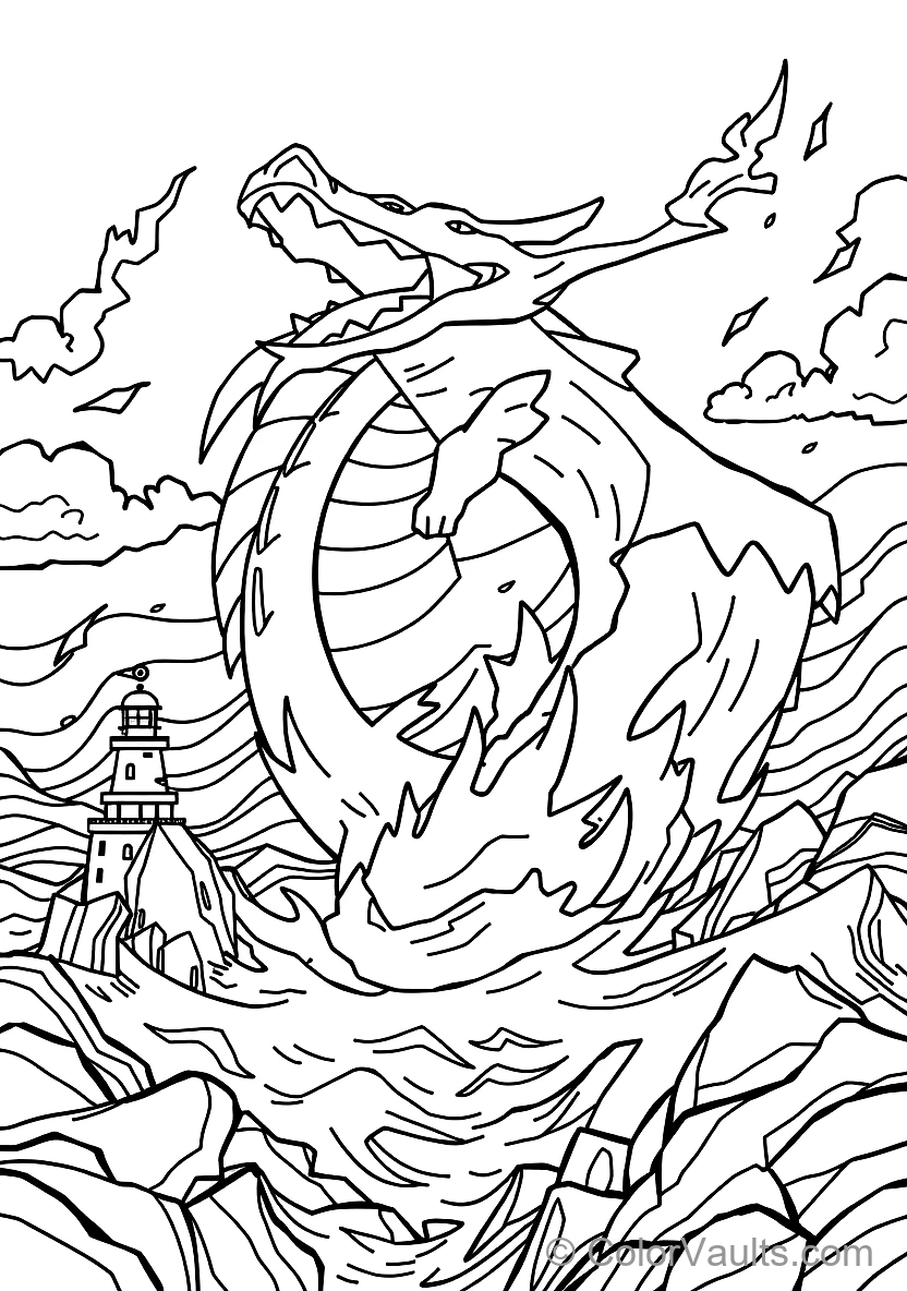 Gyarados Emerging Fiercely from a Colossal Whirlpool (Scene 5)